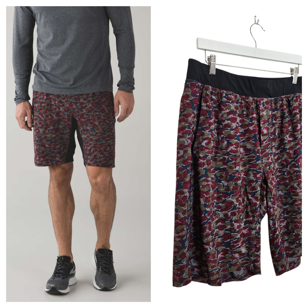 Lululemon T.H.E. Shorts XL Mini Urban Leopard Linerless Training Slate Multi